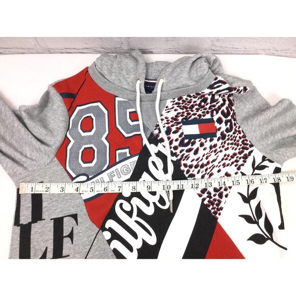 Tommy Hilfiger Retro Patchwork Kangaroo Pocket Long Sleeve Hooded Sweatshirt S - Picture 10 of 12